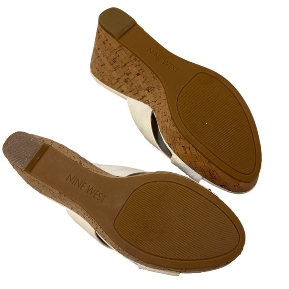 Nine West Cork Wedges Slip On Open Toe White Sandals size 9.5 - Picture 4 of 11